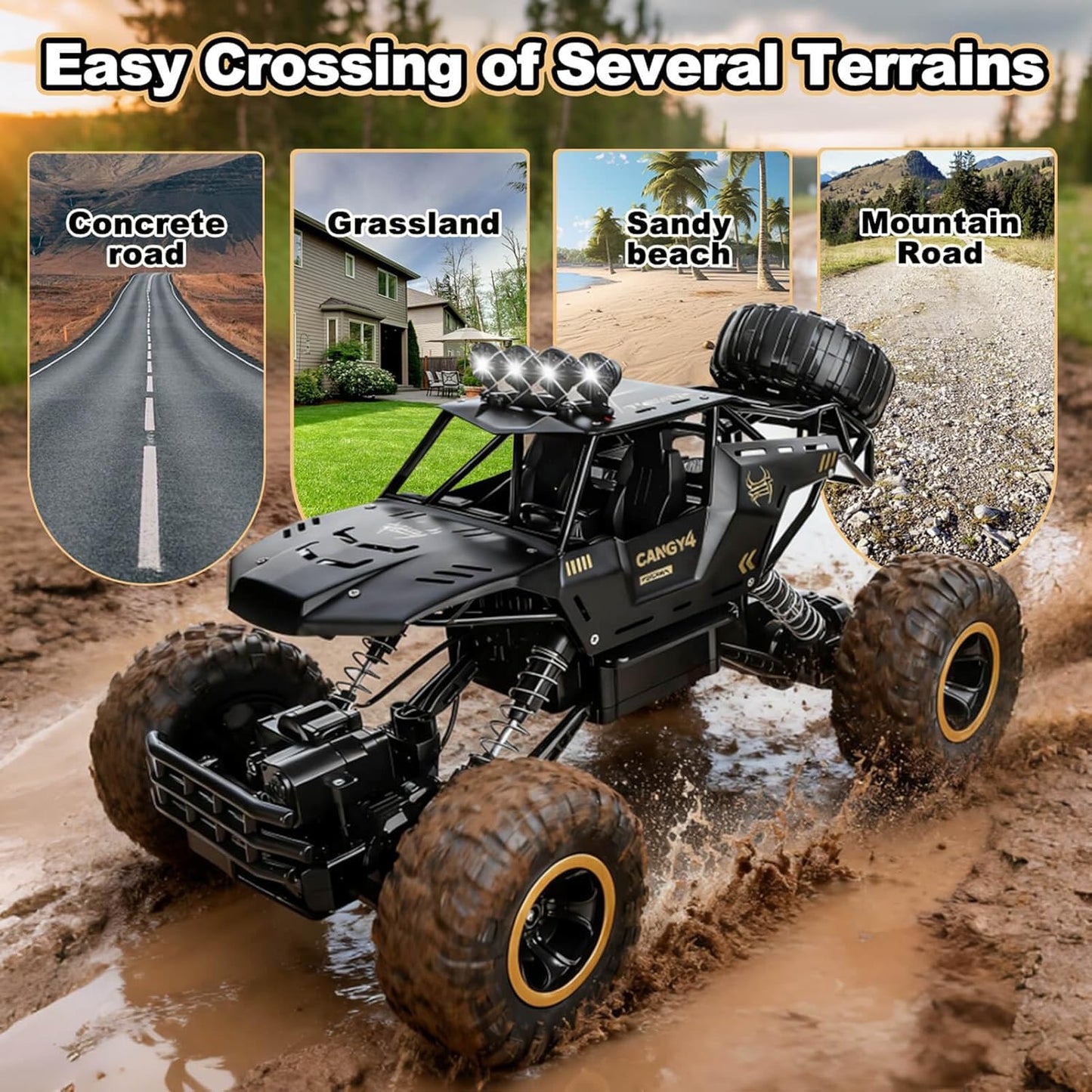 RC Monster Truck -4WD RC Car – Dual Motor, Metal Body Long Battery Life!