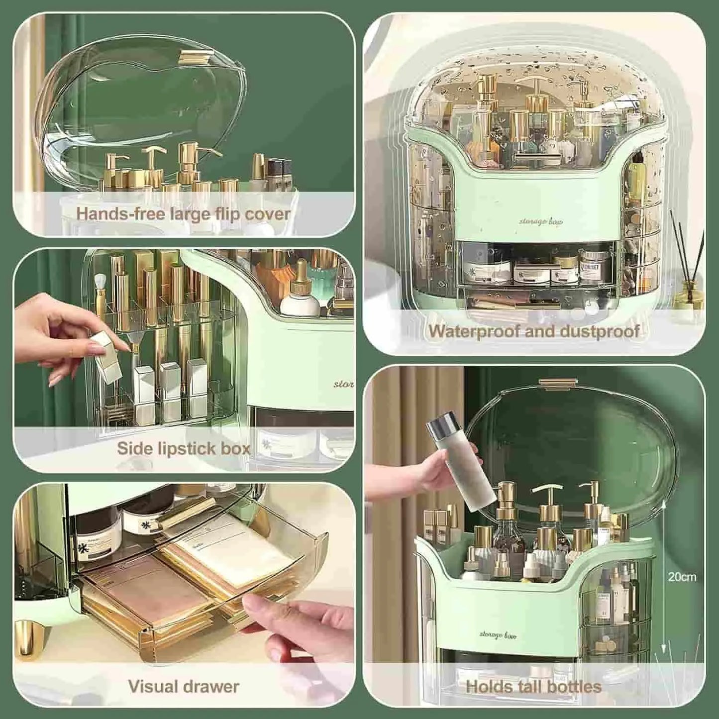 Luxury Desktop Cosmetic Organizer, Dustproof and Waterproof Makeup Vanity Organizer