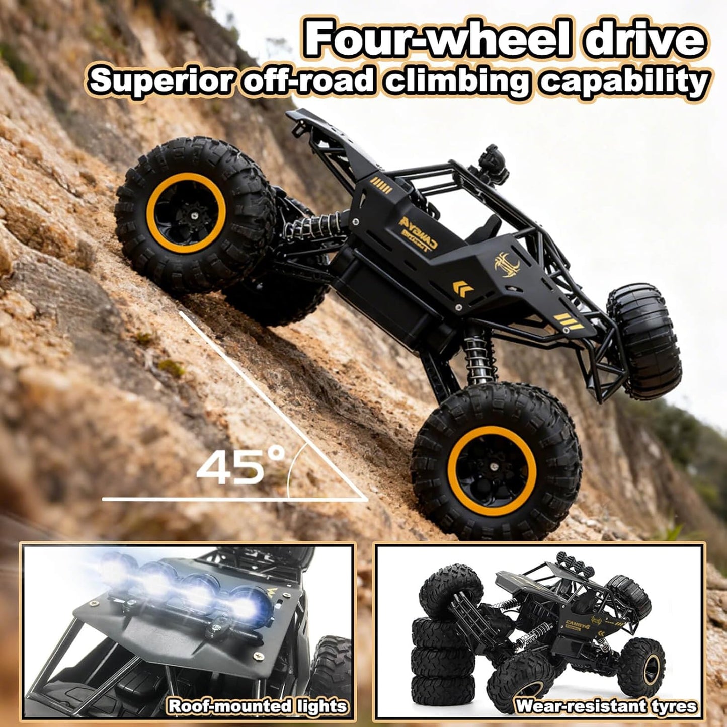 RC Monster Truck -4WD RC Car – Dual Motor, Metal Body Long Battery Life!