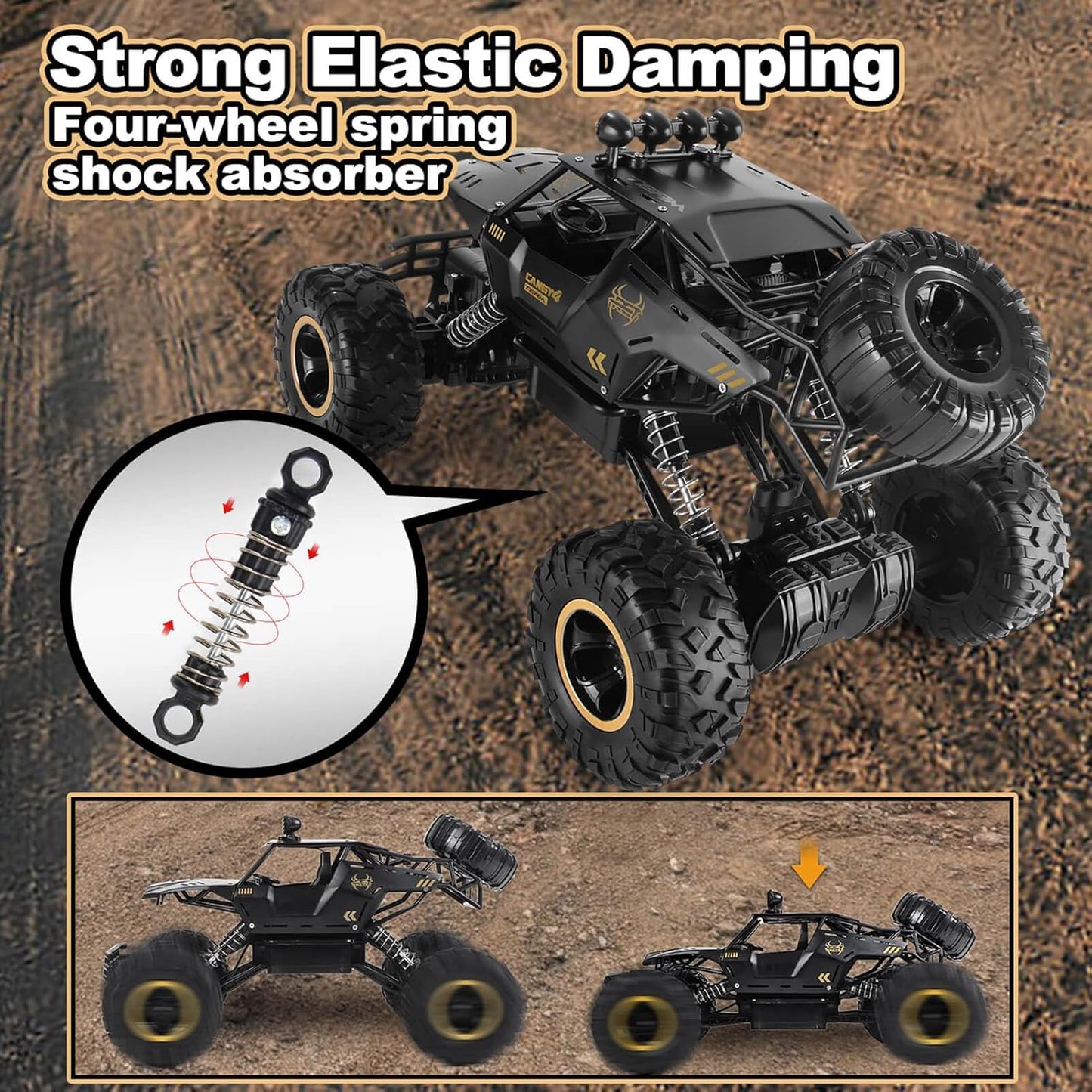 RC Monster Truck -4WD RC Car – Dual Motor, Metal Body Long Battery Life!