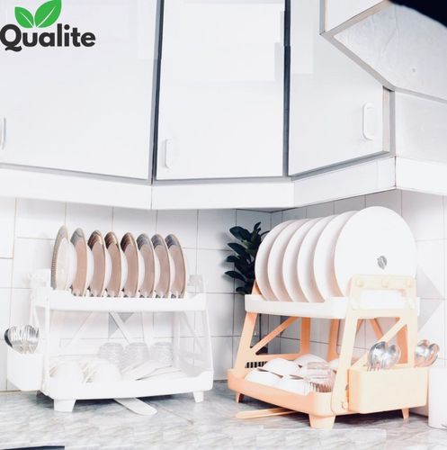 Dish Drying with a Compact, Space Saving Two Tier Rack, Premium Storage Rack