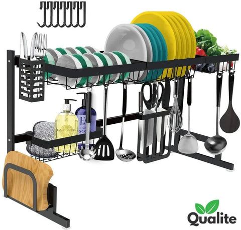 Over Sink Dish Rack – Aluminium Kitchen Shelf with Utensil Holder & Drainer