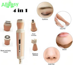 ALLONSY 4-in-1 Rechargeable Women's Skin Shaver & 3 - in -1  Grooming Kit Electric Hair Removal, Nose & Eyebrow Trimmer, Body Epilator