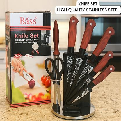 8 PCS Stainless Steel Kitchen Knife Set with 360° Rotating Stand