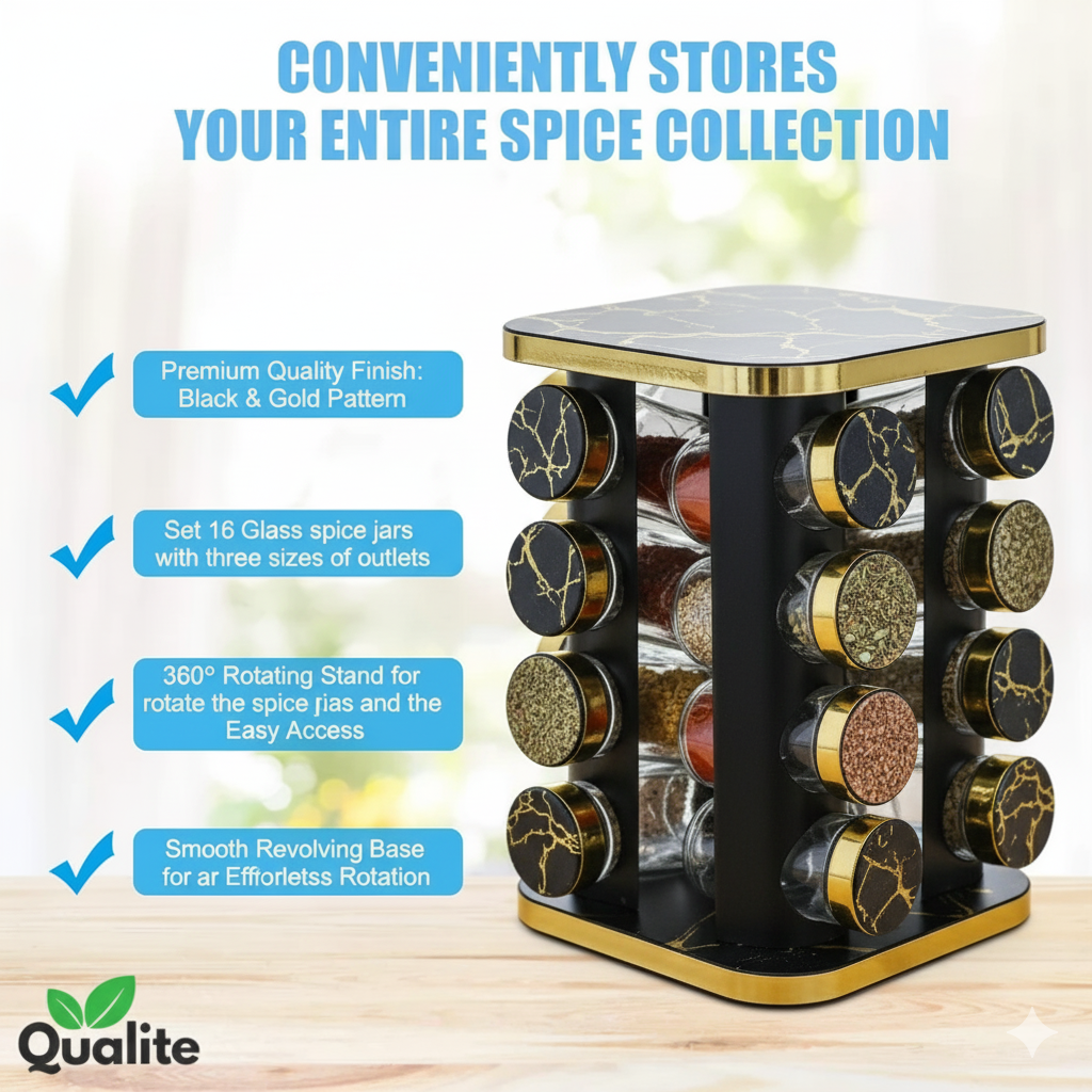 16 Pcs 360° Rotating Spice Rack Carousel