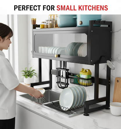 Metal Kitchen Sink Rack Large Size Dish Rack With Single Cabinet