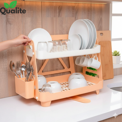 Dish Drying with a Compact, Space Saving Two Tier Rack, Premium Storage Rack