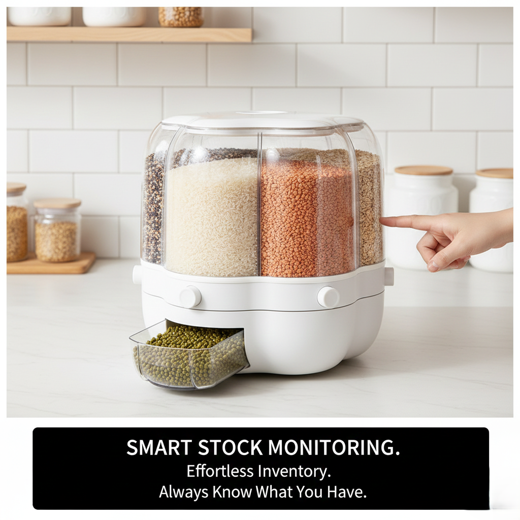 Kitchen Food Rotating Rice Dispenser Grain Storage Container