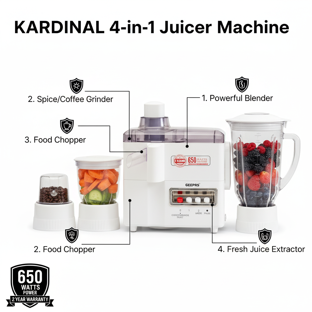 4in1 Electric Juicer Blender Grinder & Chopper