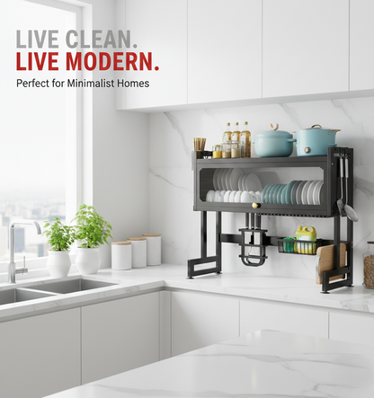 Metal Kitchen Sink Rack Large Size Dish Rack With Single Cabinet