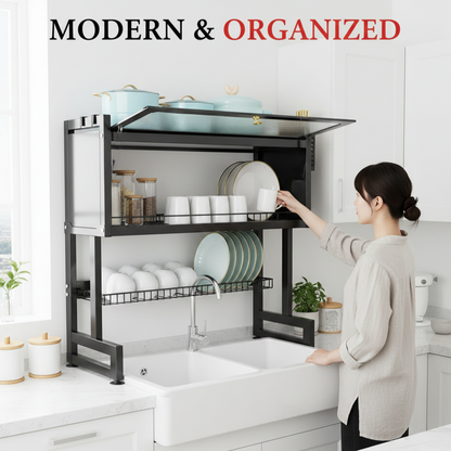 Metal Kitchen Sink Rack Large Size Dish Rack With Single Cabinet