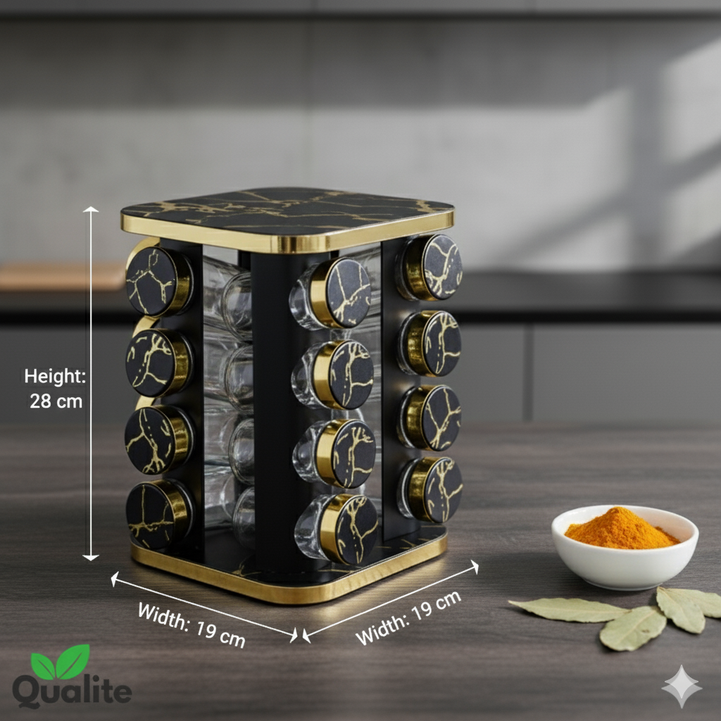16 Pcs 360° Rotating Spice Rack Carousel