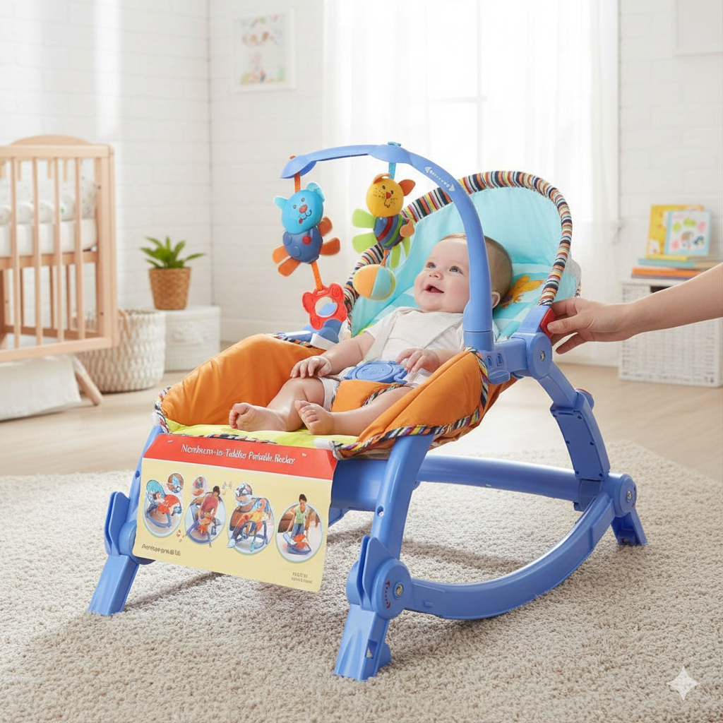 Portable Baby Rocker & Bouncer with Music, Vibration & Toys for Newborns