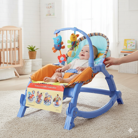 Portable Baby Rocker & Bouncer with Music, Vibration & Toys for Newborns
