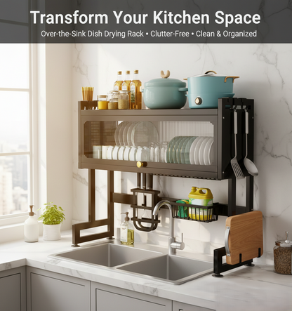 Metal Kitchen Sink Rack Large Size Dish Rack With Single Cabinet