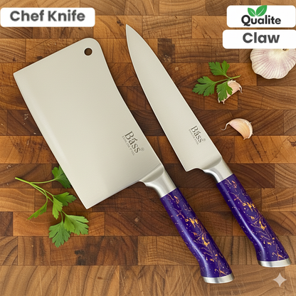 8 PCS Purple Design Kitchen Knife Set with 360° Rotating Stand