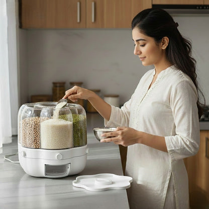 Kitchen Food Rotating Rice Dispenser Grain Storage Container