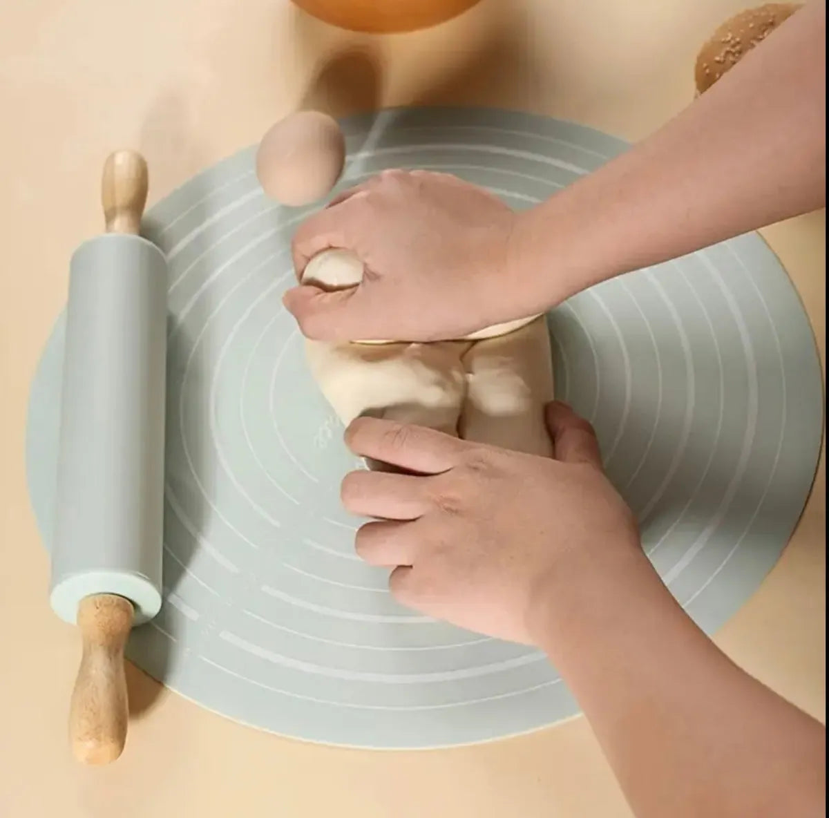 Silicone Dough Mat Rolling Pin Set