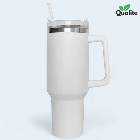 Travel Coffee Tumbler – Reusable Stainless Steel Mug with Straw