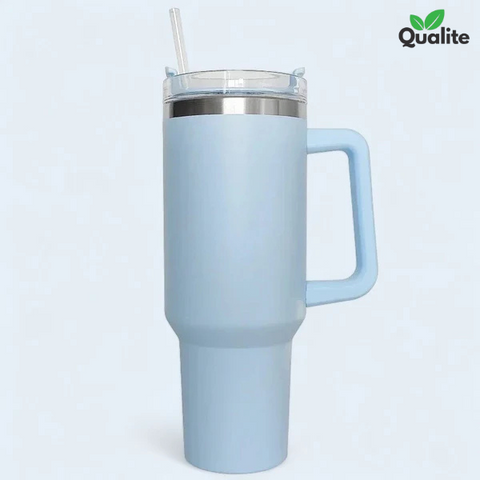 Travel Coffee Tumbler – Reusable Stainless Steel Mug with Straw