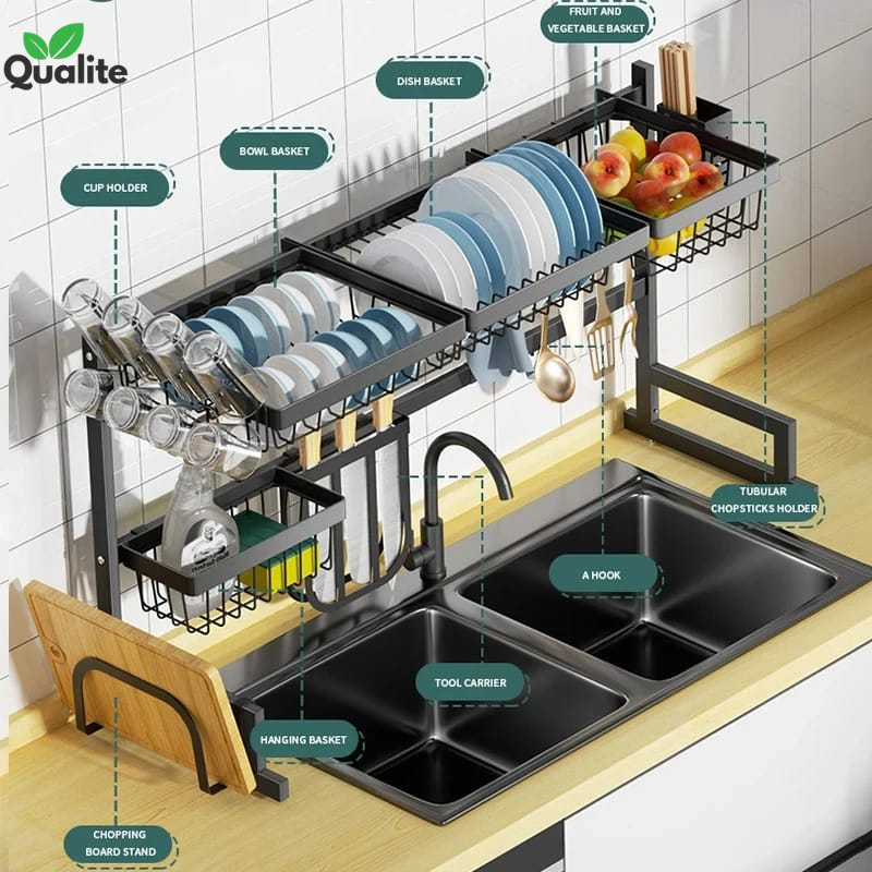 Metal kitchen sink rack large size Dish Rack / Dish Rack With Cabnite / Dish Rack With Double Cabnite