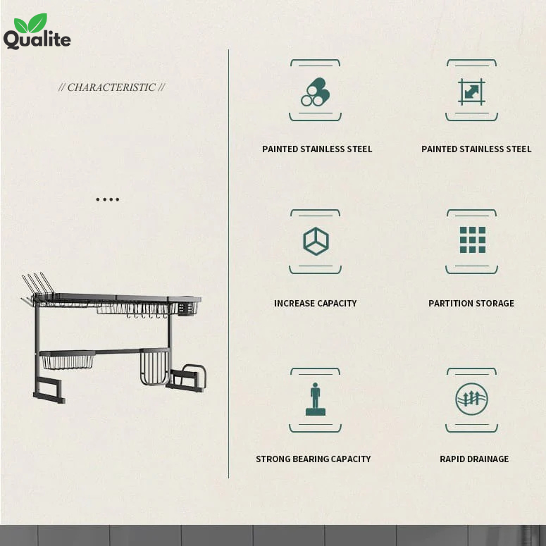 Metal kitchen sink rack large size Dish Rack / Dish Rack With Cabnite / Dish Rack With Double Cabnite