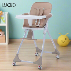 LUCRO Baby High Chair – Fordable and Adjustable Dining Chair with Reversible Food Tray, Premium Comfort, Safety, and Versatility for Infant and Toddler Feeding"