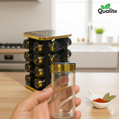16 Pcs 360° Rotating Spice Rack Carousel