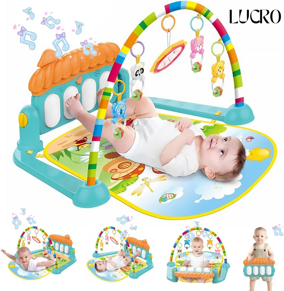 3-in-1 Baby Play Mat & Gym with Rattles, Music & Lights
