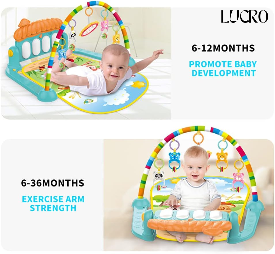 3-in-1 Baby Play Mat & Gym with Rattles, Music & Lights