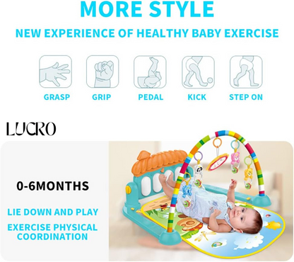 3-in-1 Baby Play Mat & Gym with Rattles, Music & Lights