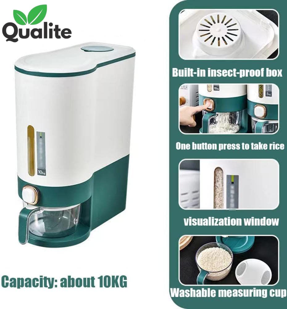 10kg Rice Dispenser – Airtight Kitchen Storage with Measuring Cup