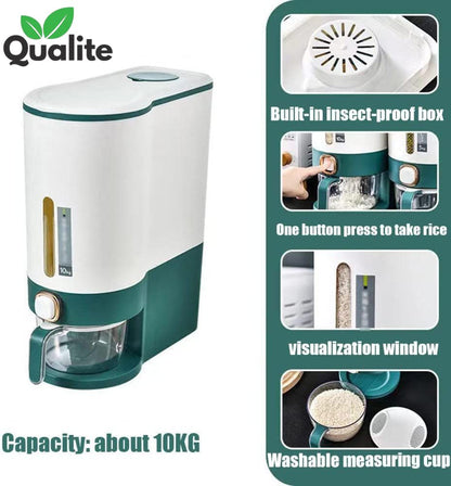 10kg Rice Dispenser – Airtight Kitchen Storage with Measuring Cup