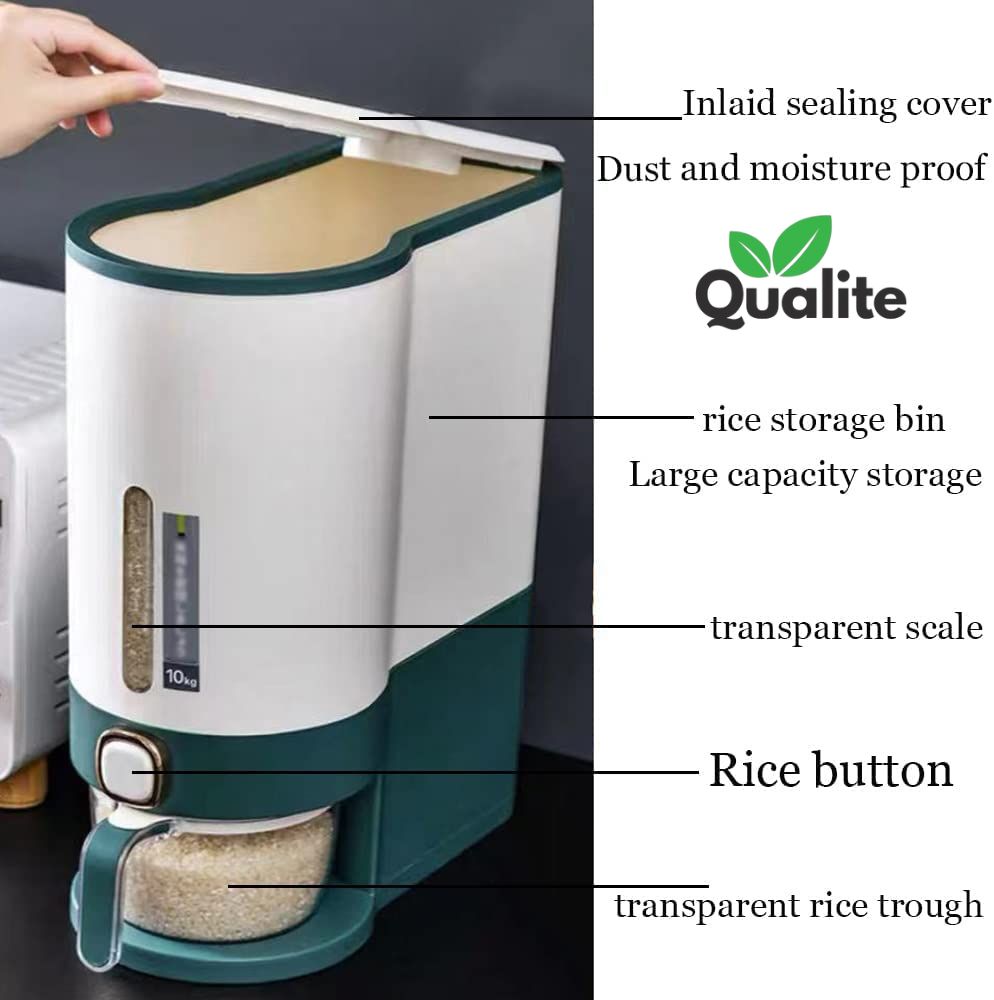10kg Rice Dispenser – Airtight Kitchen Storage with Measuring Cup