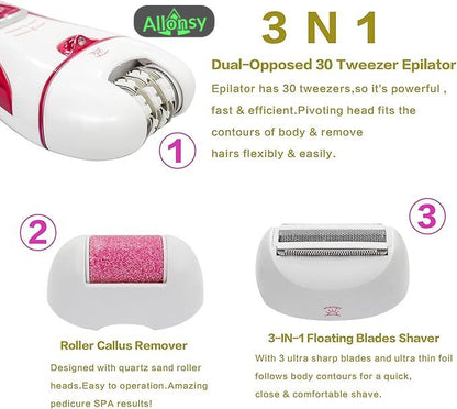 3-in-1 Rechargeable Epilator for Women – Hair Removar