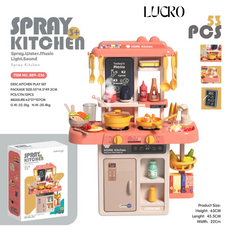 53 pcs Kids Kitchen Sets for Girls Little Pretend Play Kitchen Play Set Toy with Realistic Lights Sounds Play Oven Sink