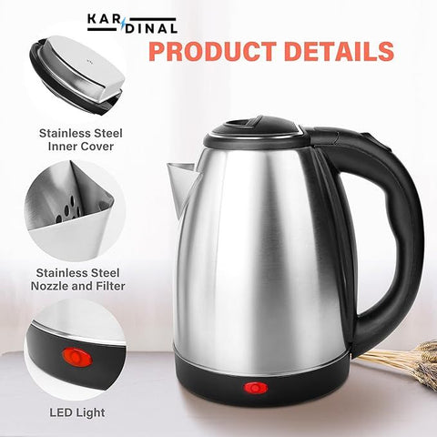 1.8L Stainless Steel Electric Kettle – Rapid Boil, Safe & Easy to Use