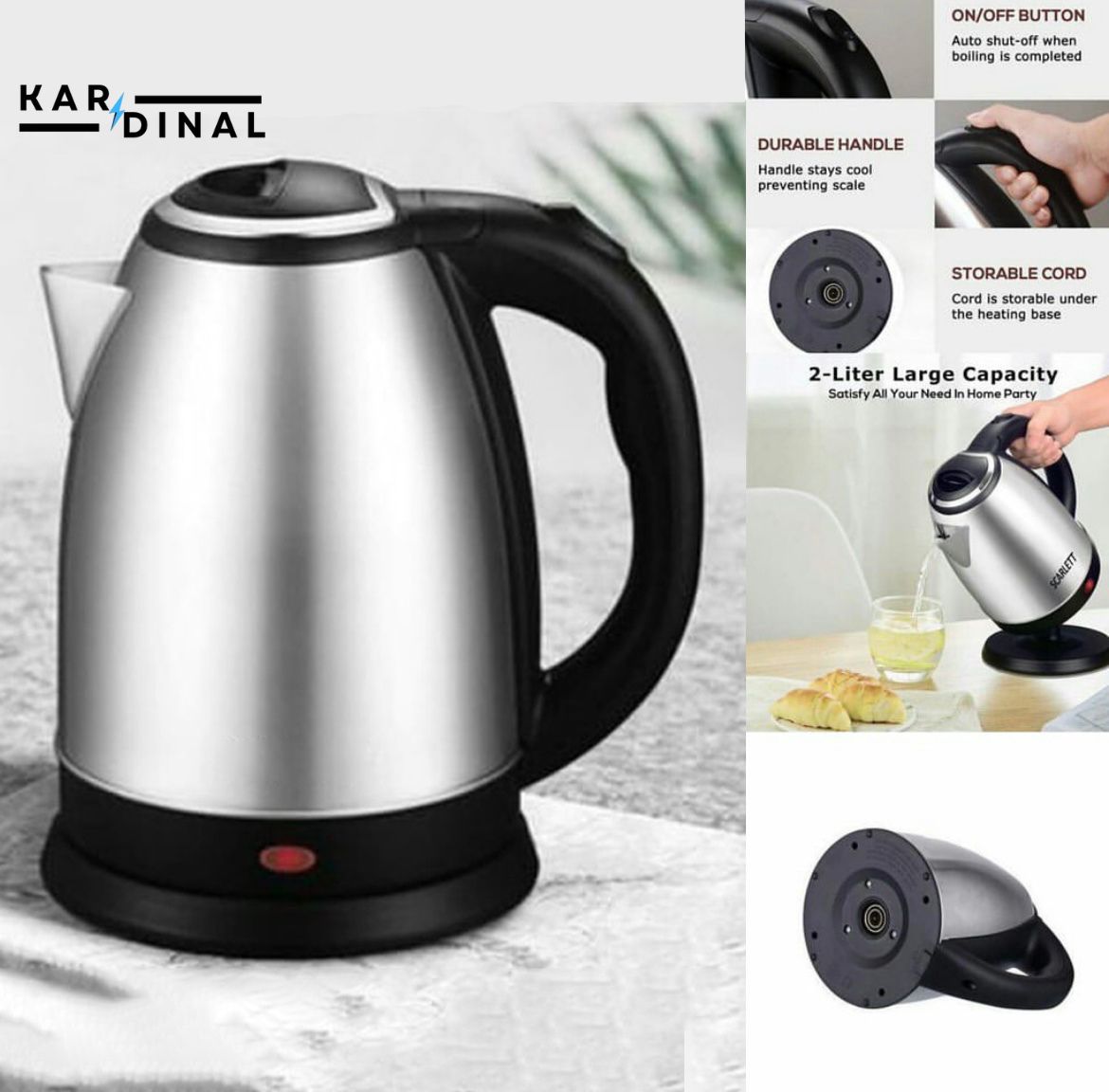1.8L Stainless Steel Electric Kettle – Rapid Boil, Safe & Easy to Use