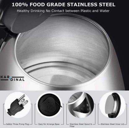 1.8L Stainless Steel Electric Kettle – Rapid Boil, Safe & Easy to Use