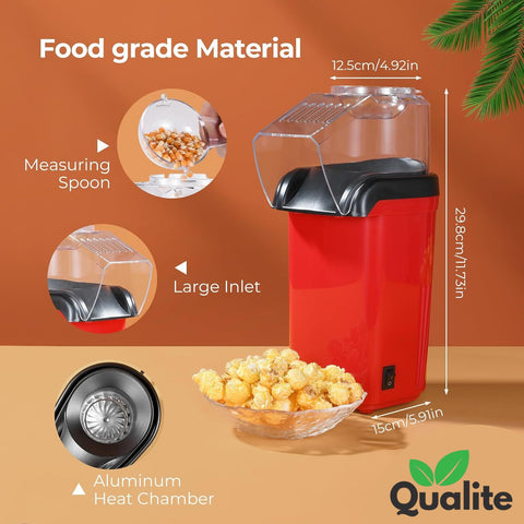 Electric Popcorn Maker – Mini Hot Air Popper, Oil-Free, Portable
