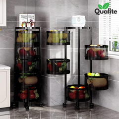 5 Layer Rolling Kitchen Storage Rack with Wheels | Multi-Function Shelf for Vegetables, Snacks, Pantry, Kitchen Organization, Storage Stand, Space Saver, and Easy Access, Vegetable rack for Kitchen.