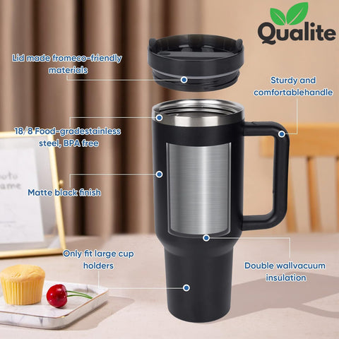 Travel Coffee Tumbler – Reusable Stainless Steel Mug with Straw