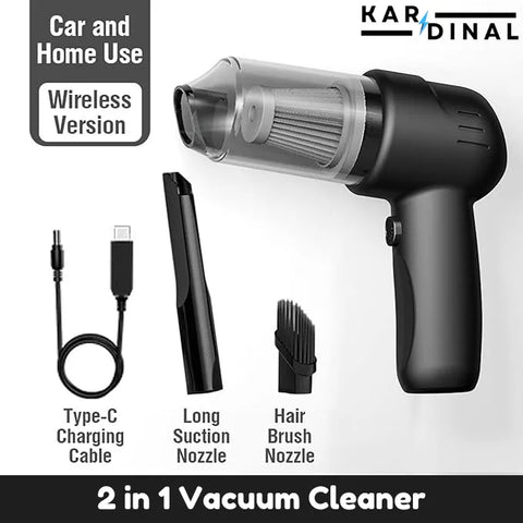 2-in-1 Portable Handheld Vacuum – Wireless, Rechargeable with LED Light
