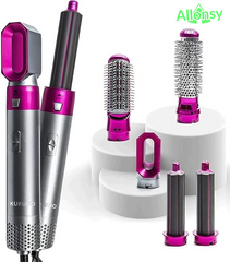 Allonsy 5 In 1 Hair Dryer Hot Hairdryer Comb Hot Air Comb Blow Curlers Straightener Brush Curling Iron Hair Straightener Styling Tool