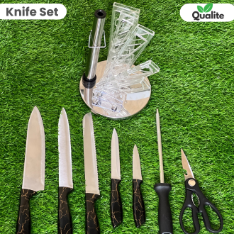 8 PCS Stainless Steel Kitchen Knife Set with 360° Rotating Stand