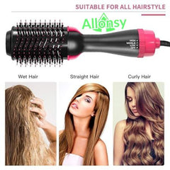 Allonsy One Step 4-in-1 Hair Brush, Straightener, and Curler for Ladies  The Perfect Hair Dryer for Girls  Versatile Hair Straightener Comb for Women All-in-One Hair Styler with Hot Air Brush  Ideal Comb for Effortless Drying, Straightening, and Curling