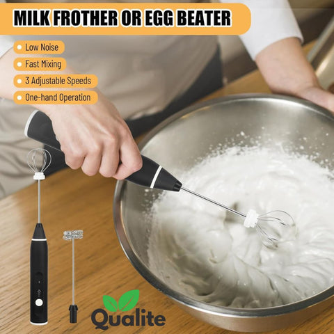 Rechargeable Handheld Milk Frother – 3-Speed Coffee & Egg Beater