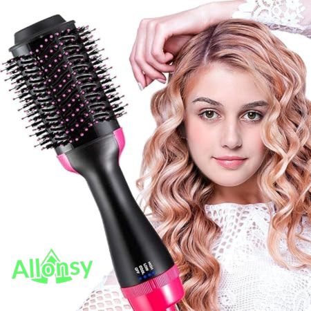 Allonsy One Step 4-in-1 Hair Brush, Straightener, and Curler for Ladies  The Perfect Hair Dryer for Girls  Versatile Hair Straightener Comb for Women All-in-One Hair Styler with Hot Air Brush  Ideal Comb for Effortless Drying, Straightening, and Curling