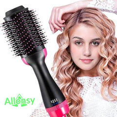 Allonsy One Step 4-in-1 Hair Brush, Straightener, and Curler for Ladies  The Perfect Hair Dryer for Girls  Versatile Hair Straightener Comb for Women All-in-One Hair Styler with Hot Air Brush  Ideal Comb for Effortless Drying, Straightening, and Curling