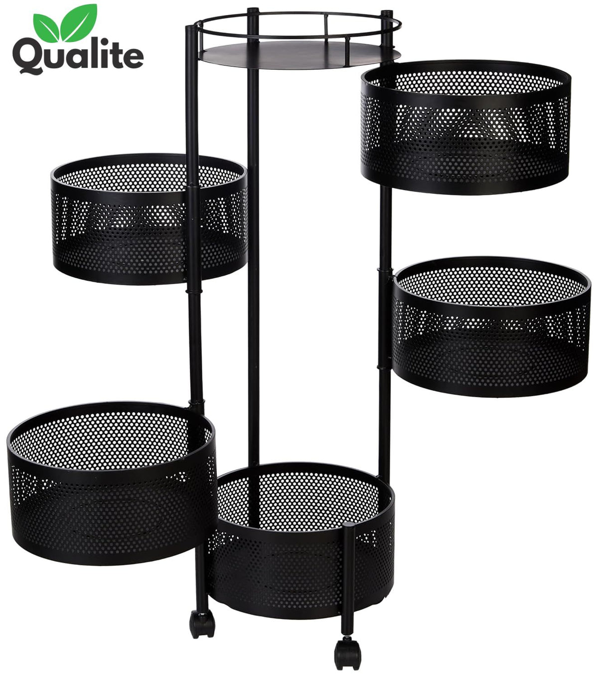5 Layer Rolling Kitchen Storage Rack with Wheels | Multi-Function Shelf for Vegetables, Snacks, Pantry, Kitchen Organization, Storage Stand, Space Saver, and Easy Access, Vegetable rack for Kitchen.